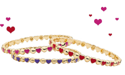 Alternating Heart Enamel Bangle